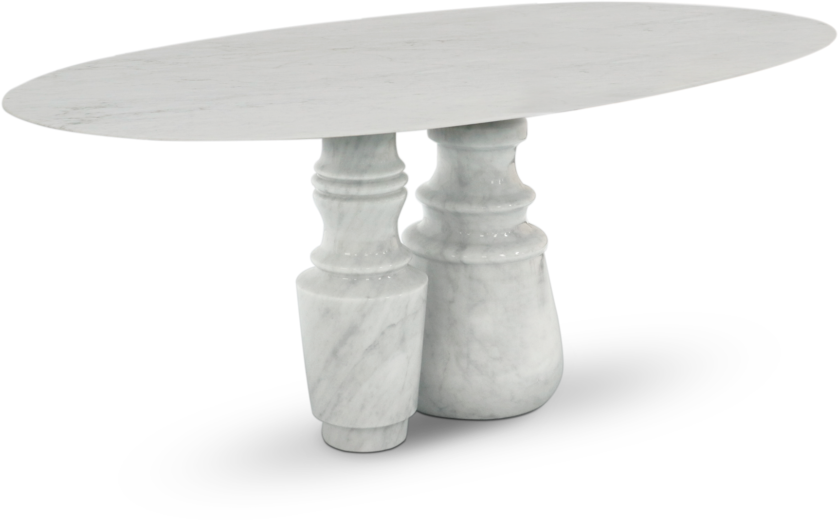 White Marble Oval Tabletop PNG Image