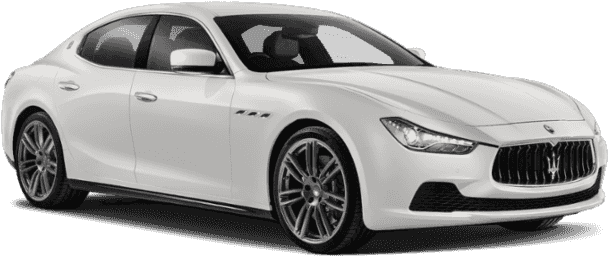 White Maserati Ghibli Side View PNG Image