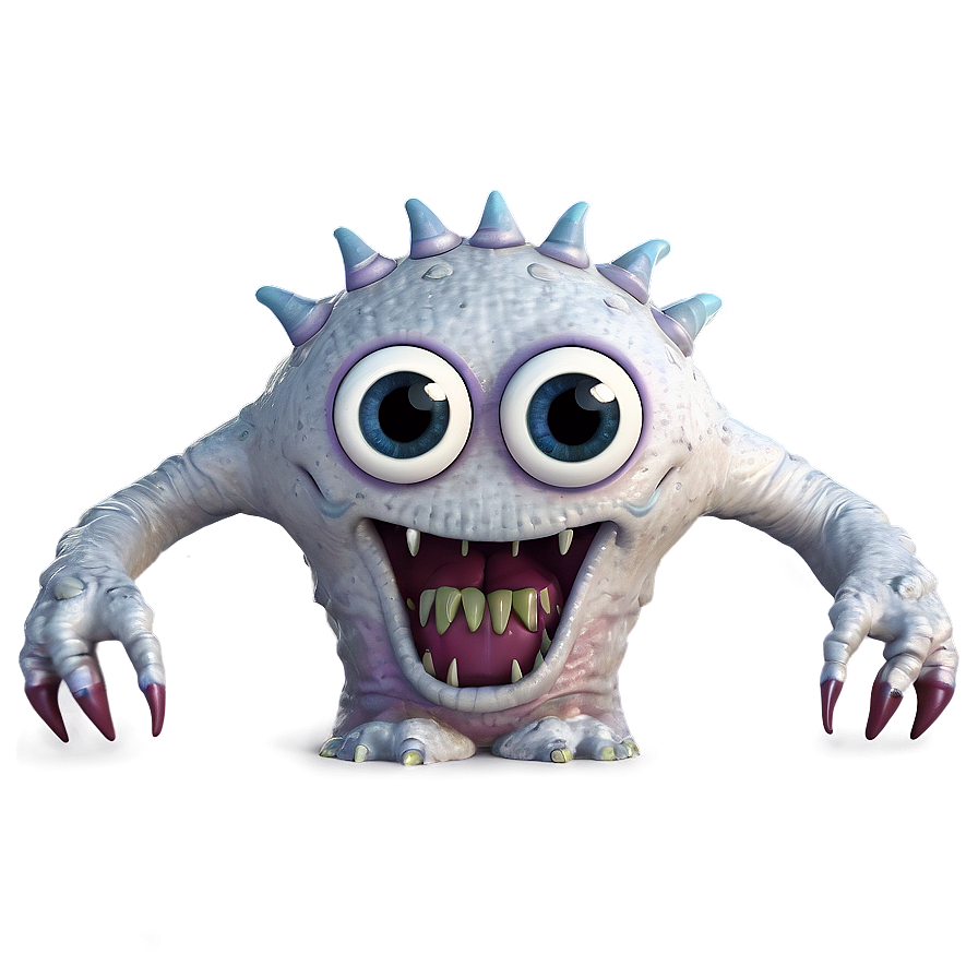 White Monster Cartoon Png 06212024 PNG Image