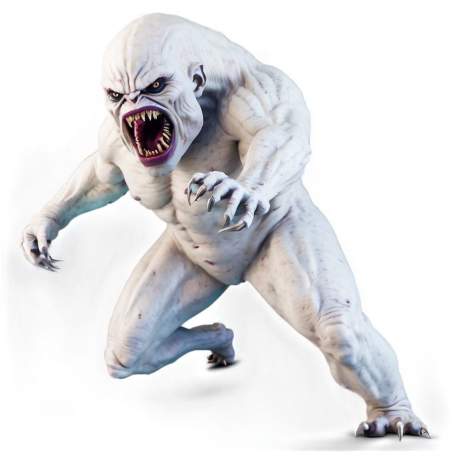 White Monster In Action Png Qcf60 PNG Image