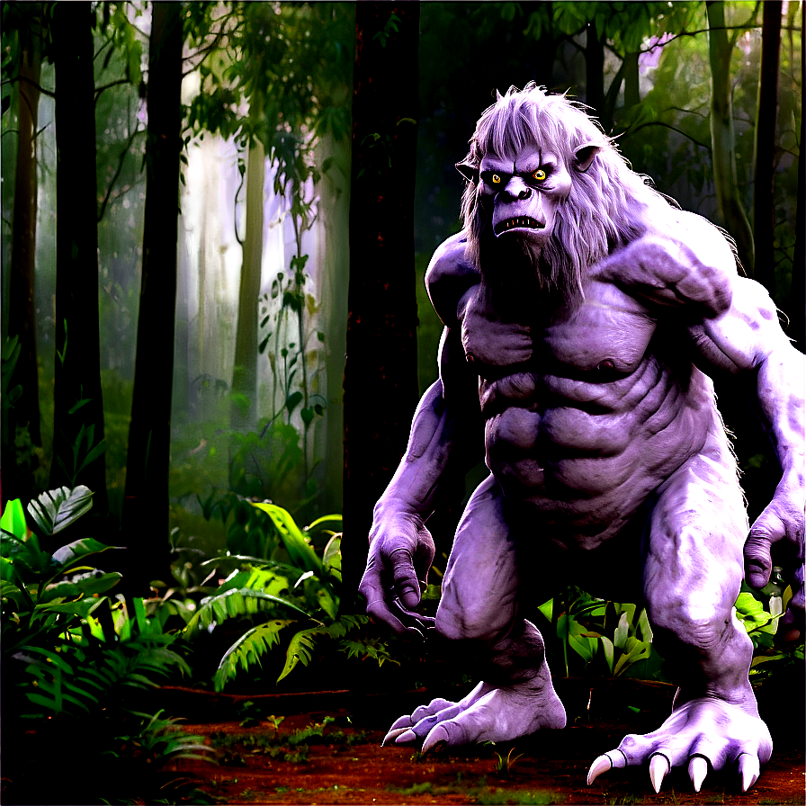 White Monster In Forest Png Yjl PNG Image