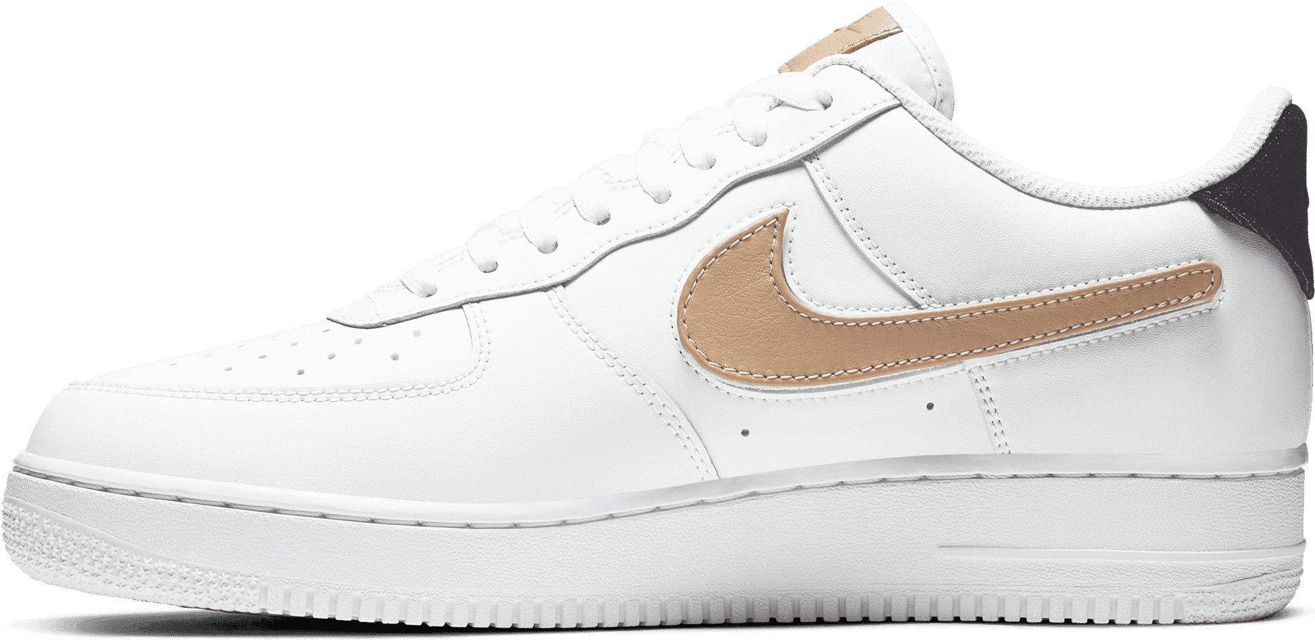 White Nike Air Force1with Tan Swoosh PNG Image