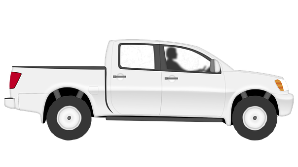 White Pickup Truck Side View PNG Image