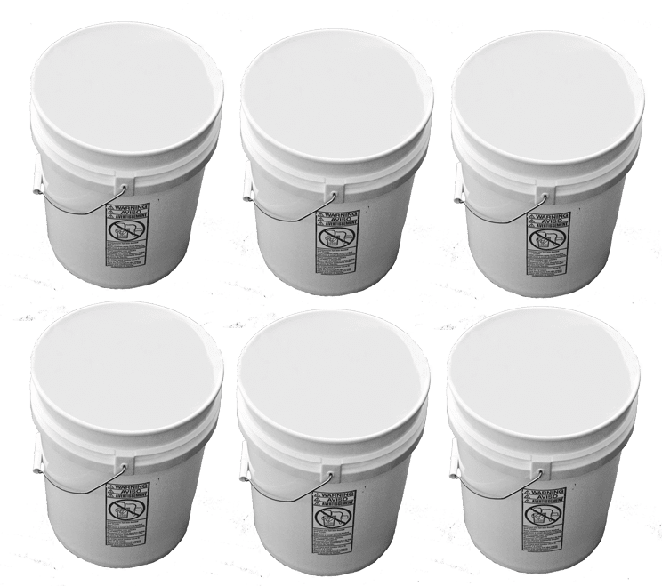 White Plastic Buckets Array PNG Image