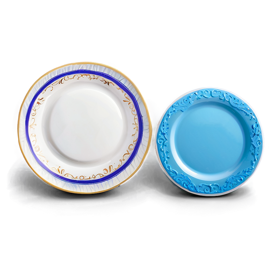 White Plate With Blue Accent Png 06212024 PNG Image