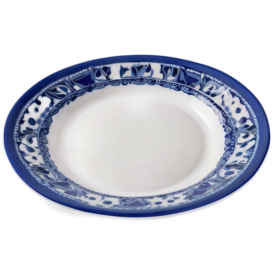 White Plate With Blue Accent Png 06212024 PNG Image