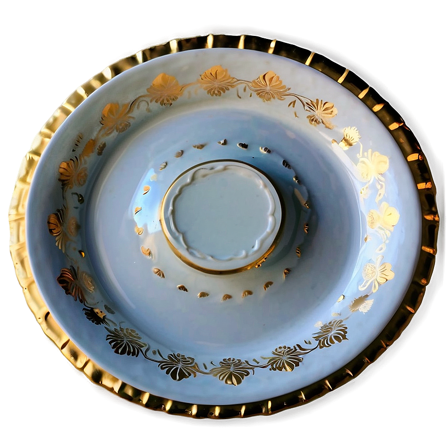 White Plate With Gold Rim Png 2 PNG Image