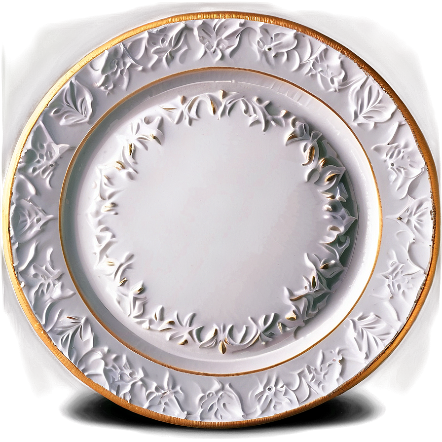 White Plate With Gold Rim Png Yto PNG Image