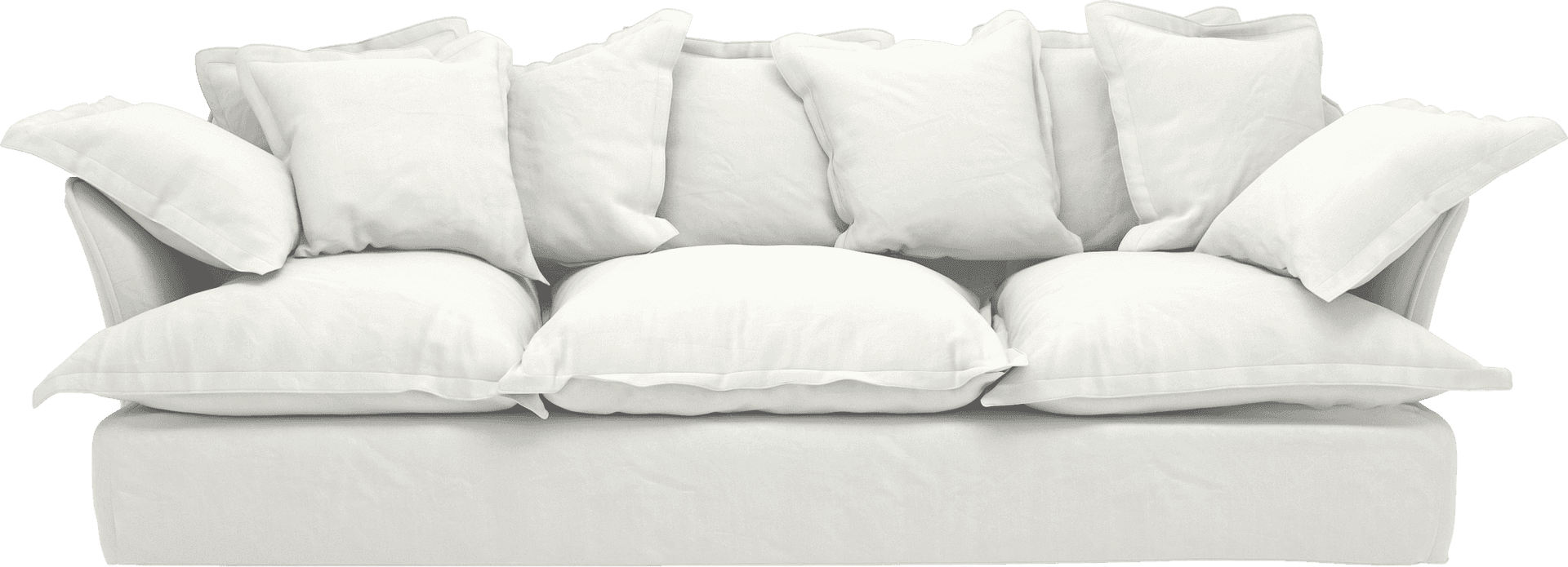 White Plush Cushioned Sofa PNG Image