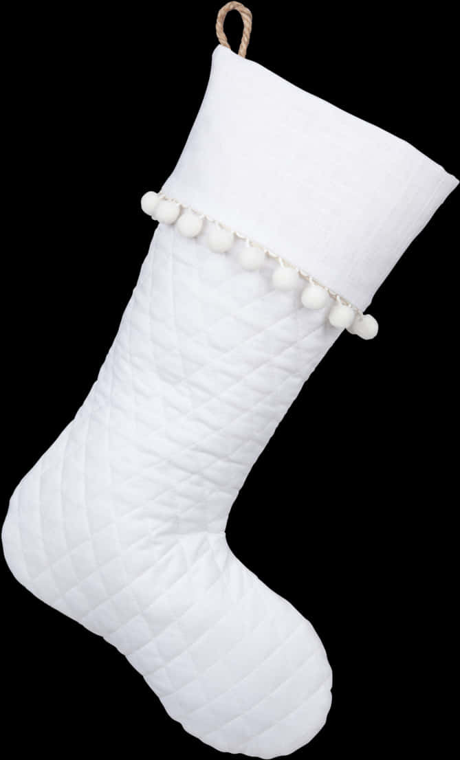 White Quilted Christmas Stocking PNG Image