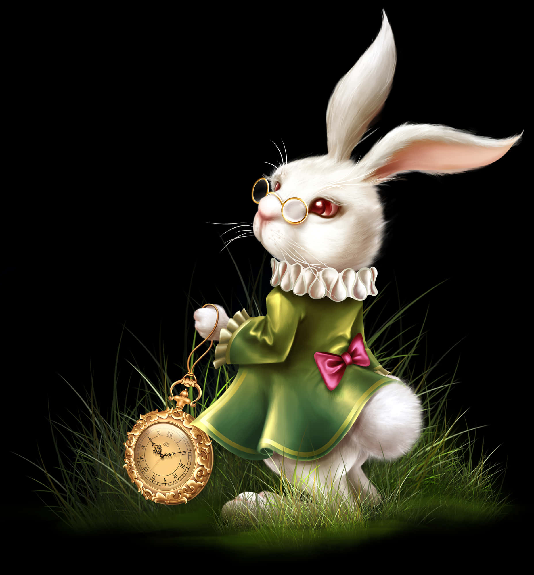 White Rabbit With Pocket Watch PNG Image