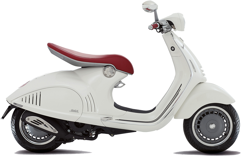 White Red Classic Scooter PNG Image