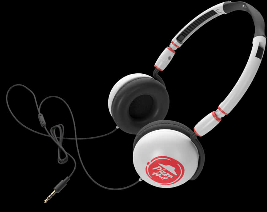 White Red Headphones Black Background PNG Image