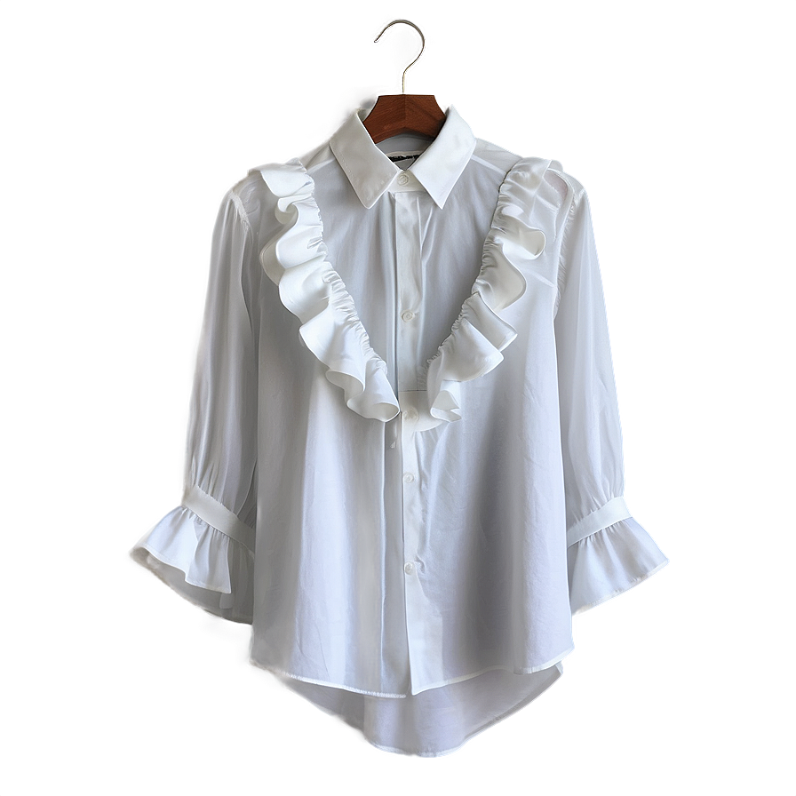 White Ruffle Shirt Png Dow PNG Image