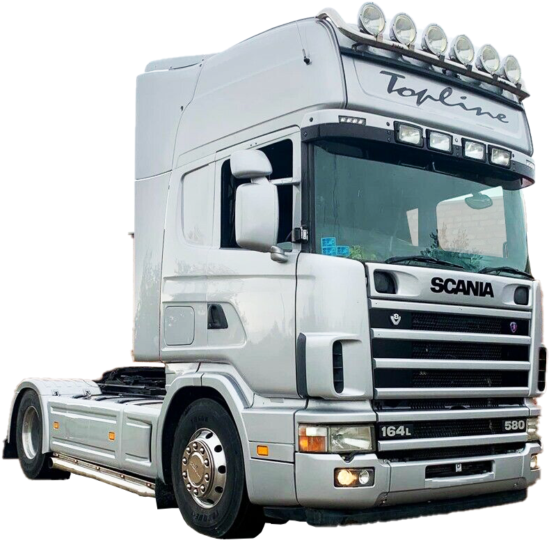 White Scania164 L580 Topline Truck PNG Image