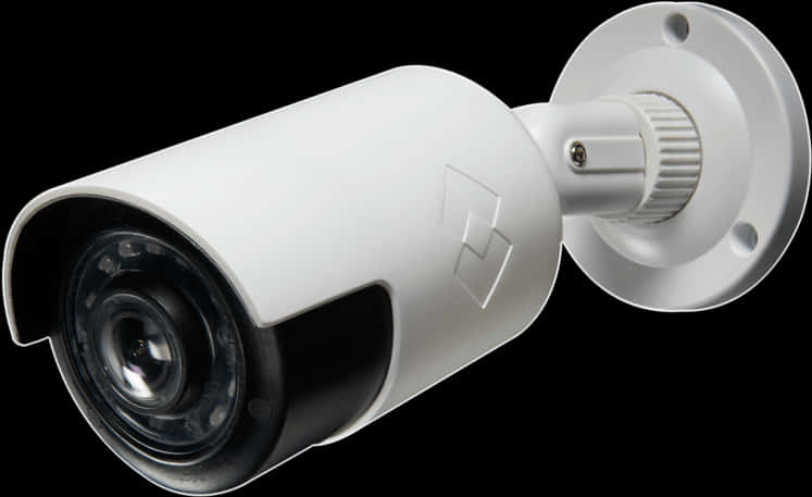 White Security Cameraon Black Background PNG Image