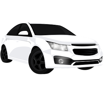 White Sedan Car Illustration PNG Image