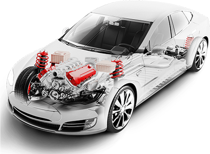 White Sedan Cutaway View Car Engine Revealed H D PNG Image