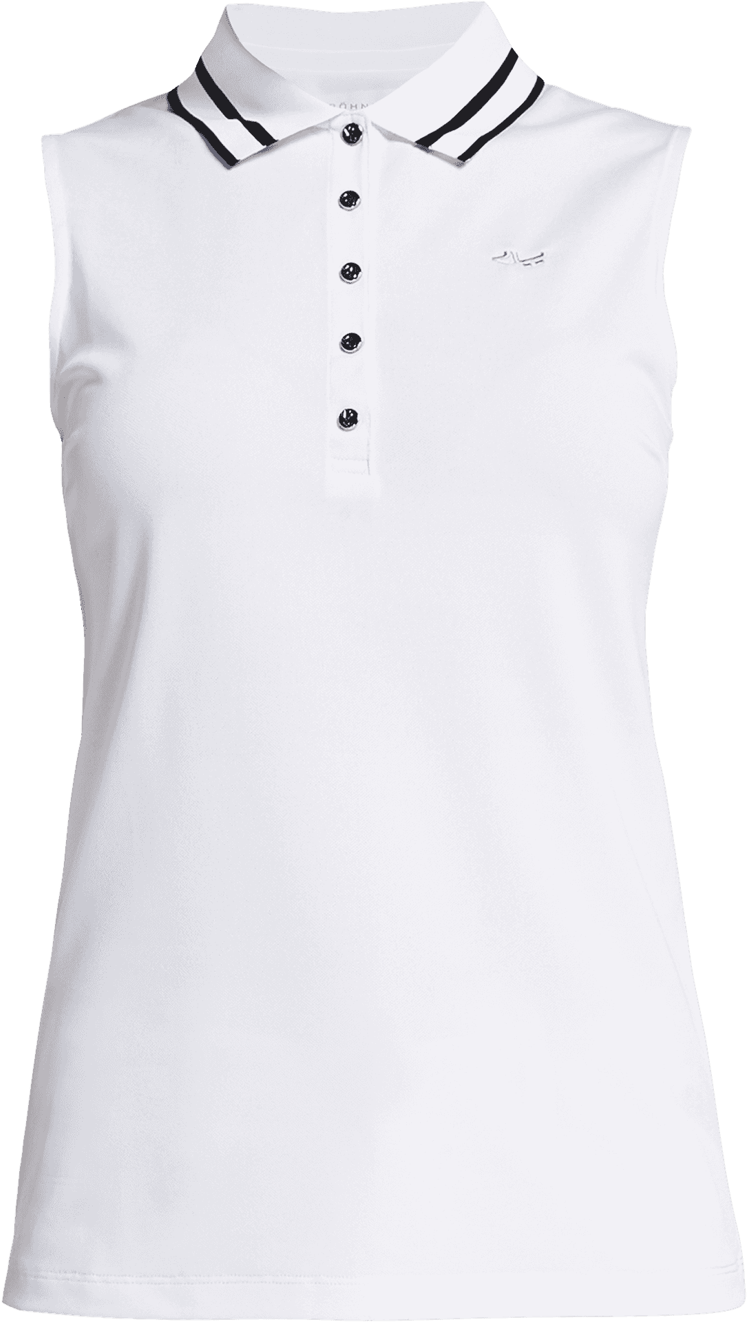 White Sleeveless Polo Shirtwith Black Trim PNG Image