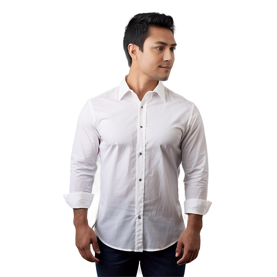 White Slim Fit Shirt Png Sbr43 PNG Image