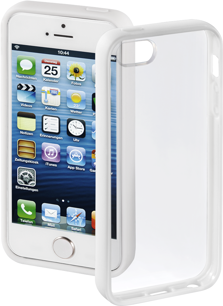 White Smartphonewith Protective Case PNG Image