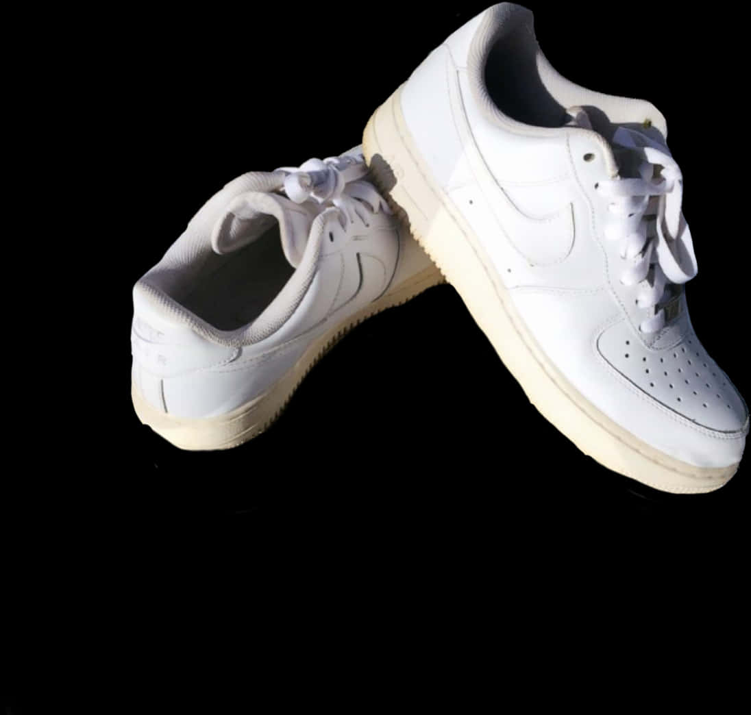 White Sneakers Black Background PNG Image