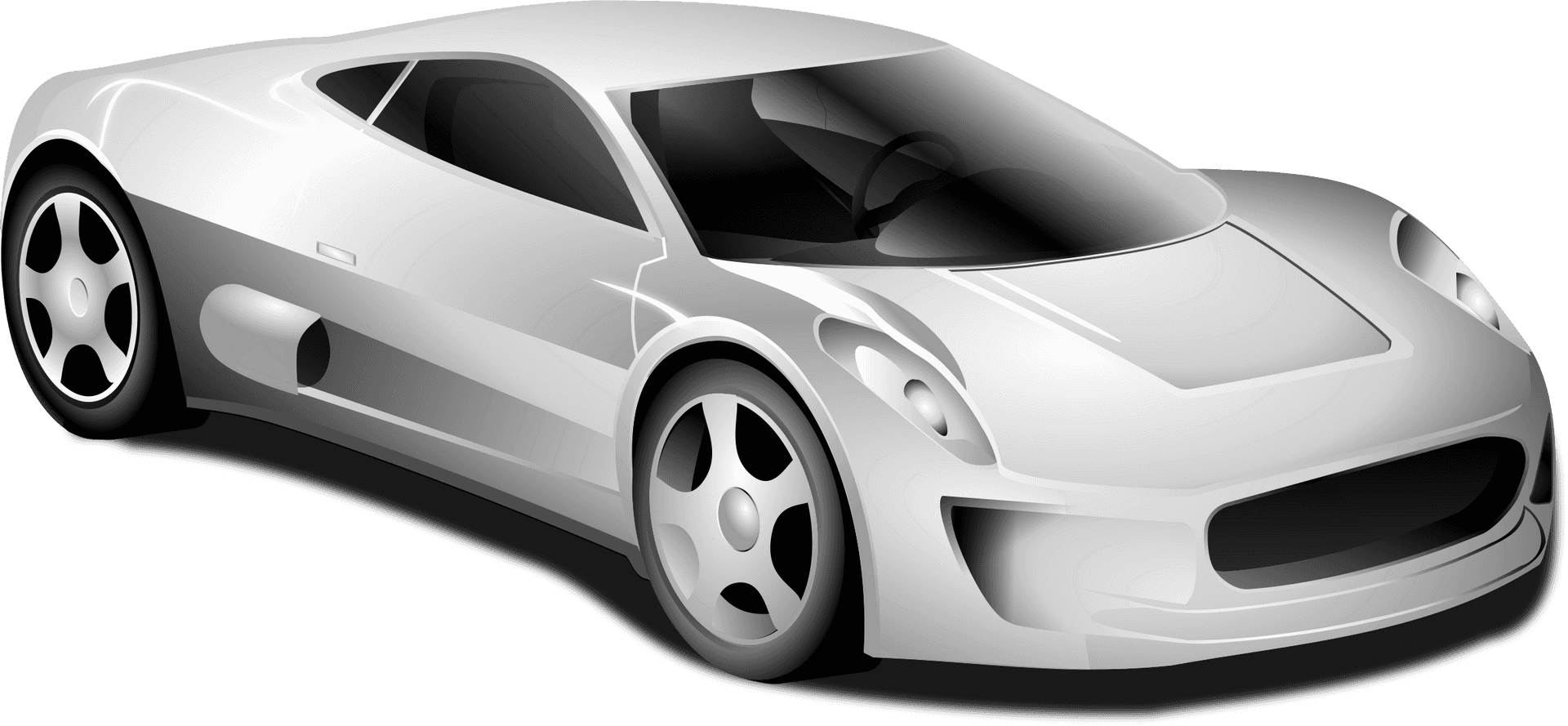 White Sports Car Illustration PNG Image