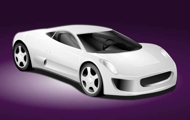 White Sports Car Illustration PNG Image