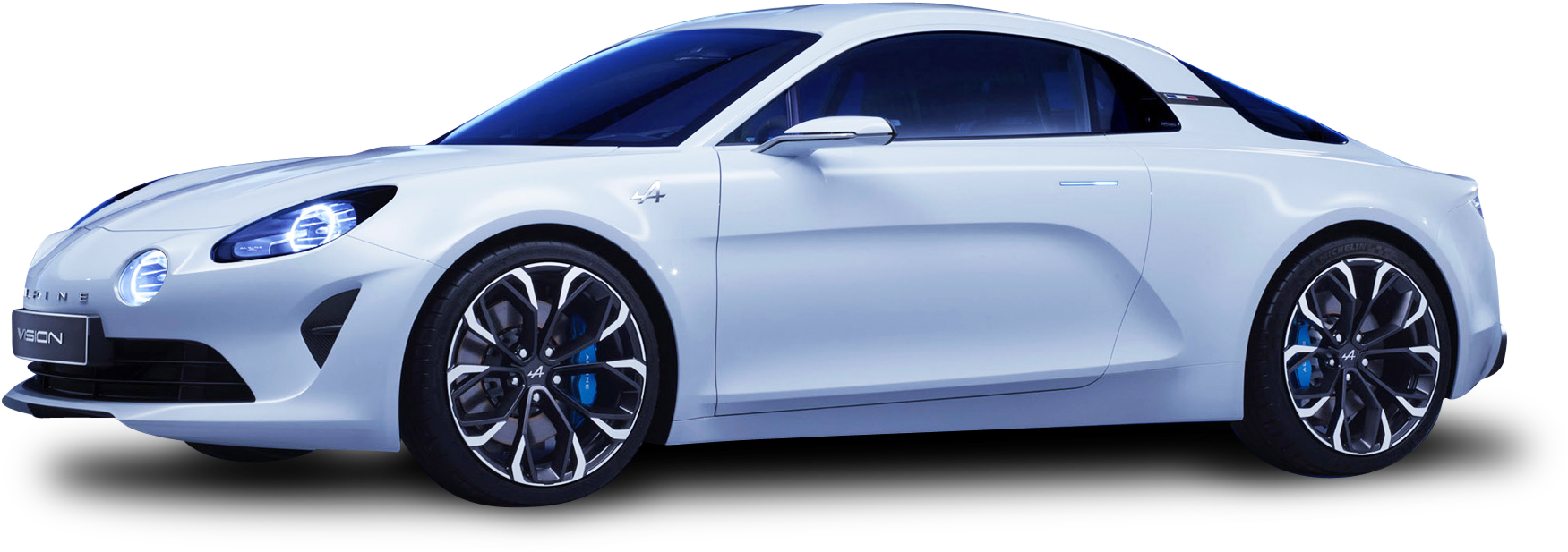 White Sports Car Side View PNG Image