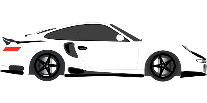 White Sports Car Vector Illustration PNG Image