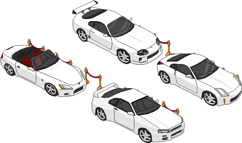 White Sports Cars Isometric View PNG Image