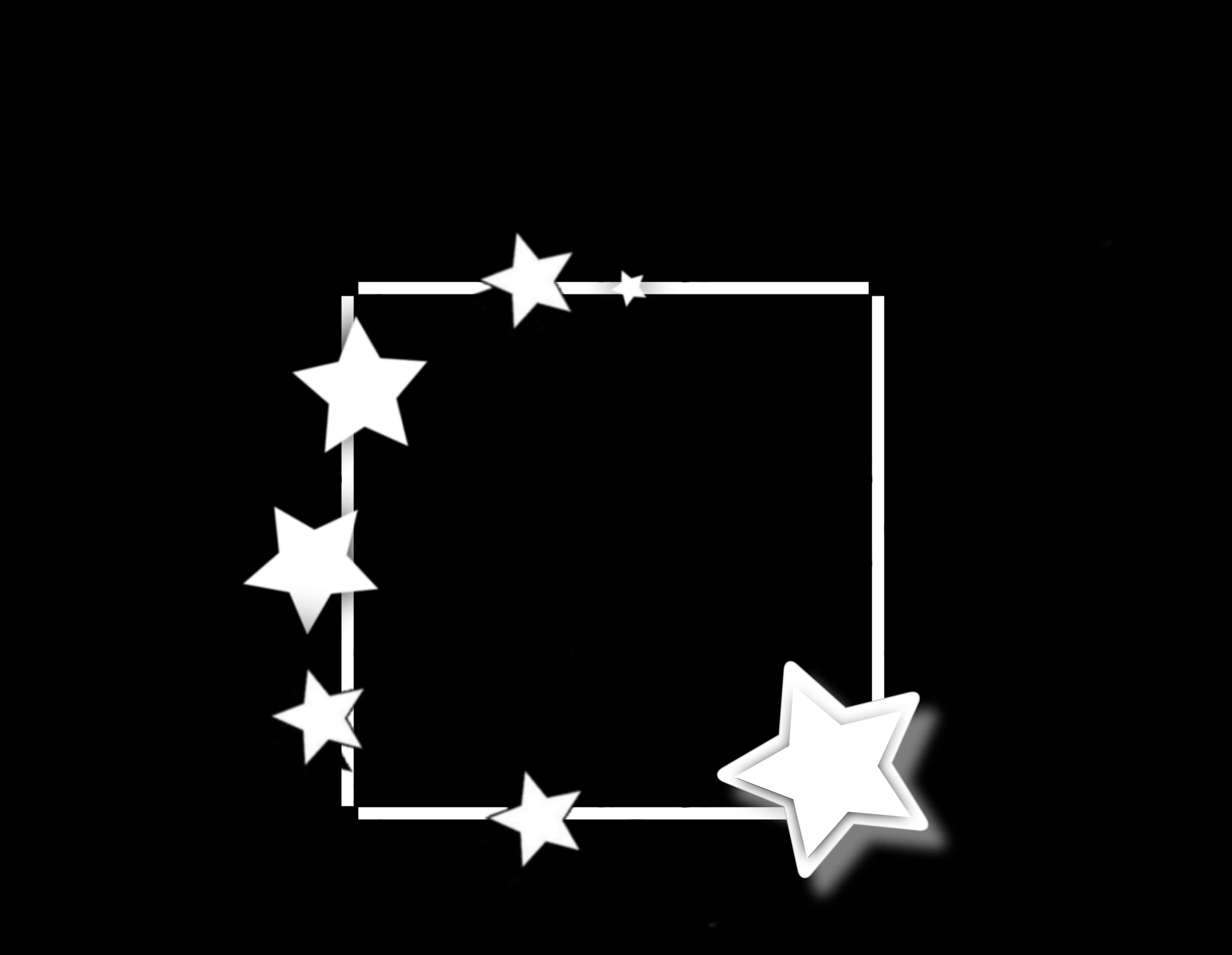 White Star Frameon Black Background PNG Image