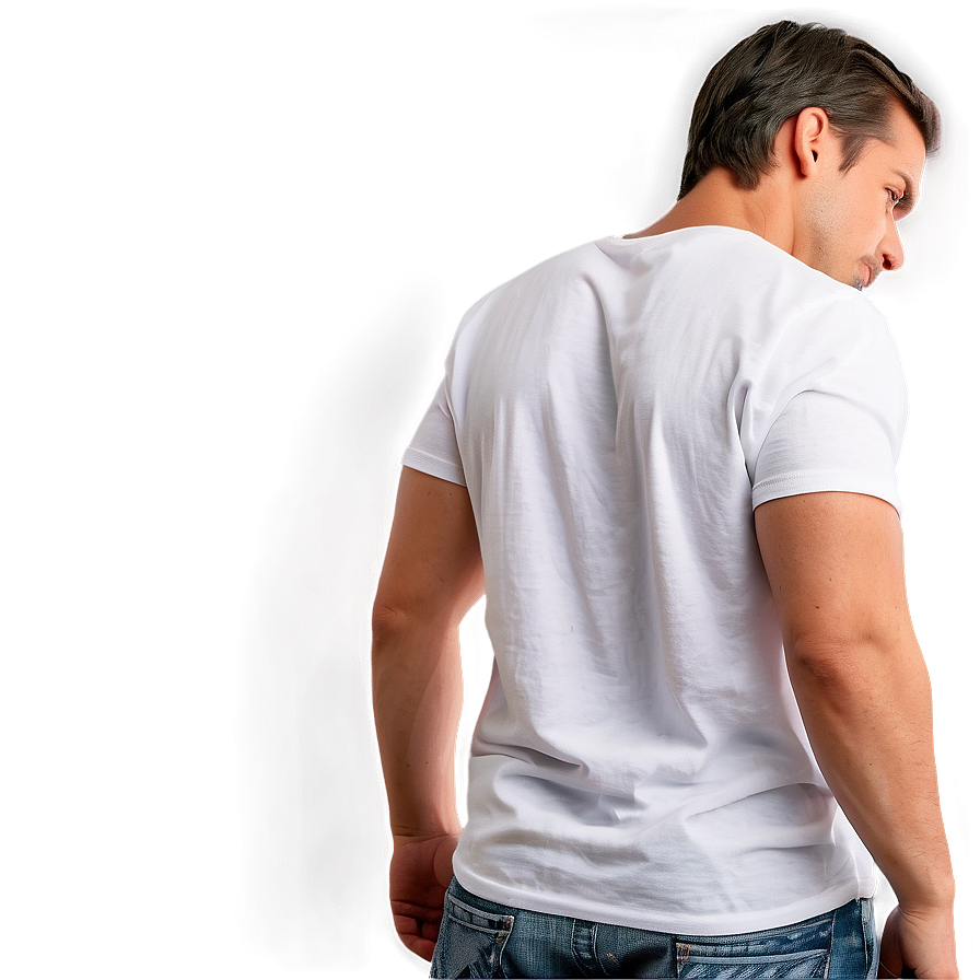 White T-shirt Back View Png Lwe PNG Image