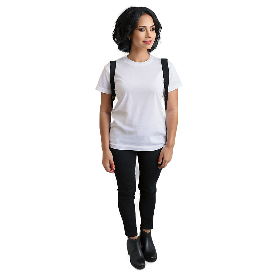 White T-shirt Outfit Idea Png 13 PNG Image