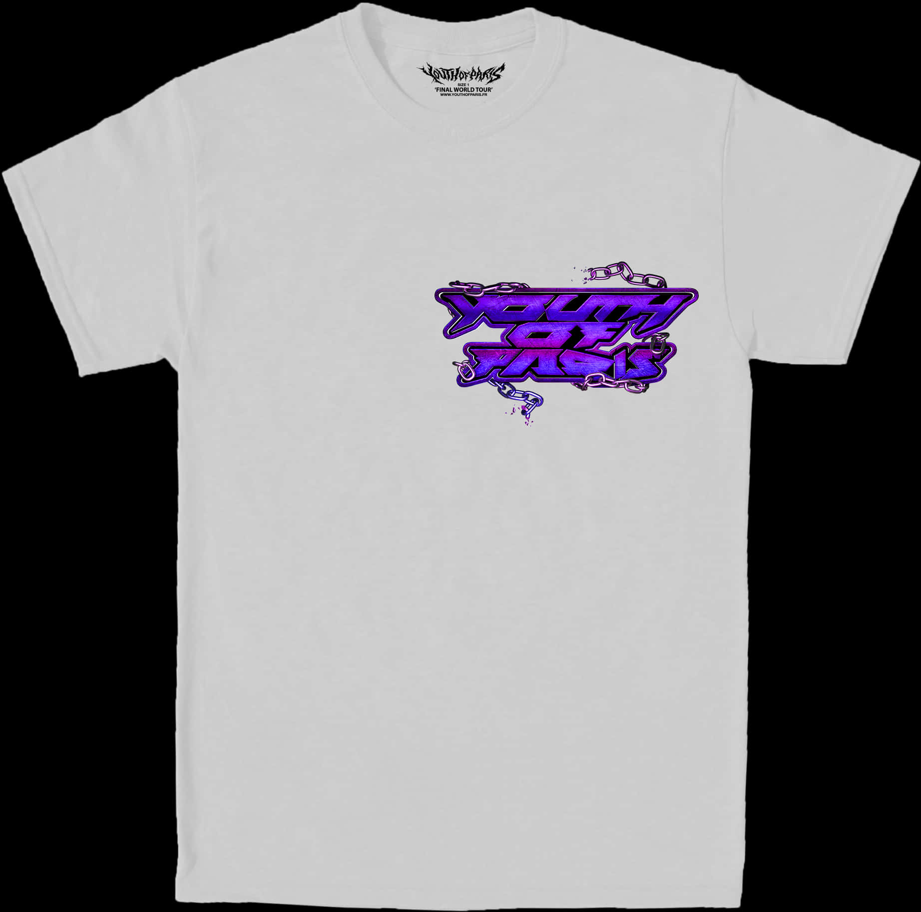 White T Shirtwith Purple Graffiti Graphic PNG Image