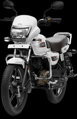 White T V S Motorcycle Studio Shot PNG Image