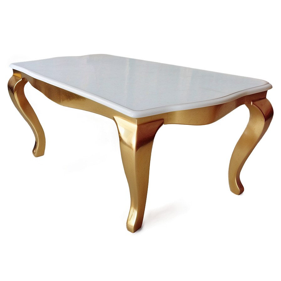 White Table With Gold Legs Png Rdj PNG Image