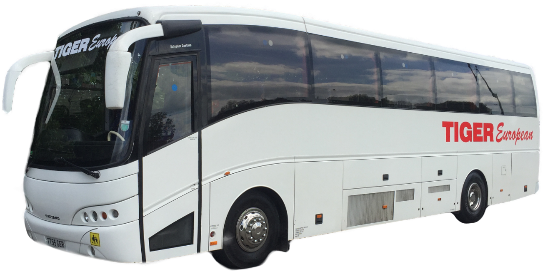 White Tiger European Tour Bus PNG Image