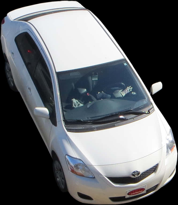 White Toyota Sedan Top Down View PNG Image