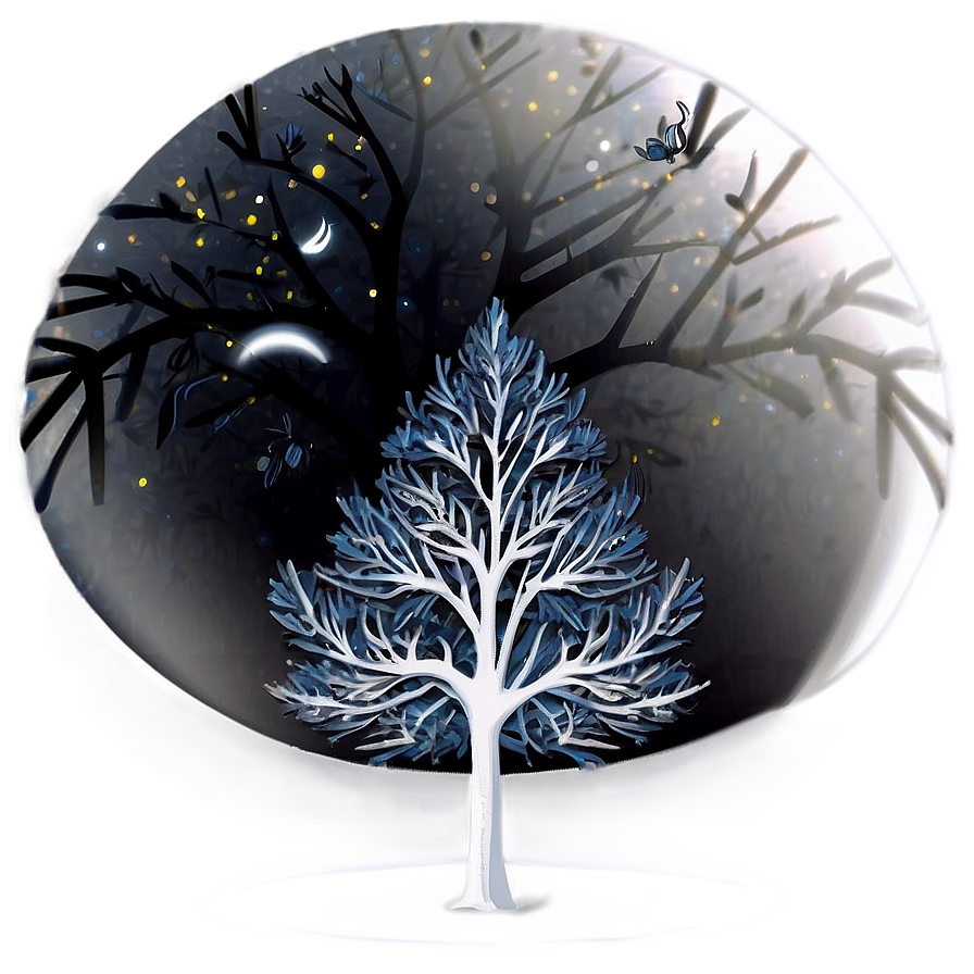 White Tree At Night Scene Png 06252024 PNG Image