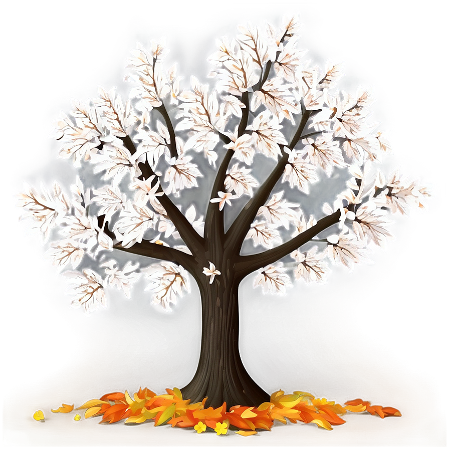 White Tree In Autumn Contrast Png Aiw55 PNG Image