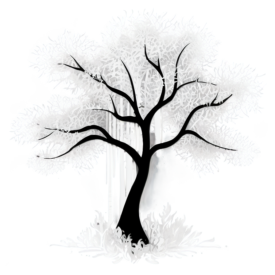 White Tree In Mist Illustration Png 88 PNG Image