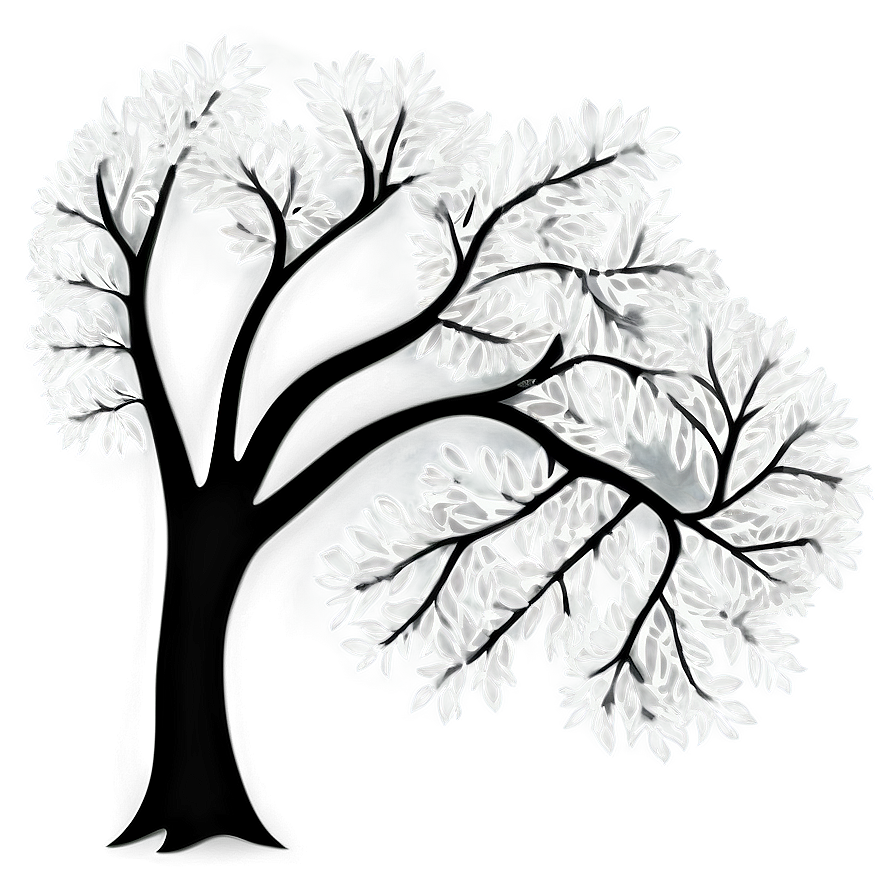 White Tree Outline Clipart Png 06252024 PNG Image