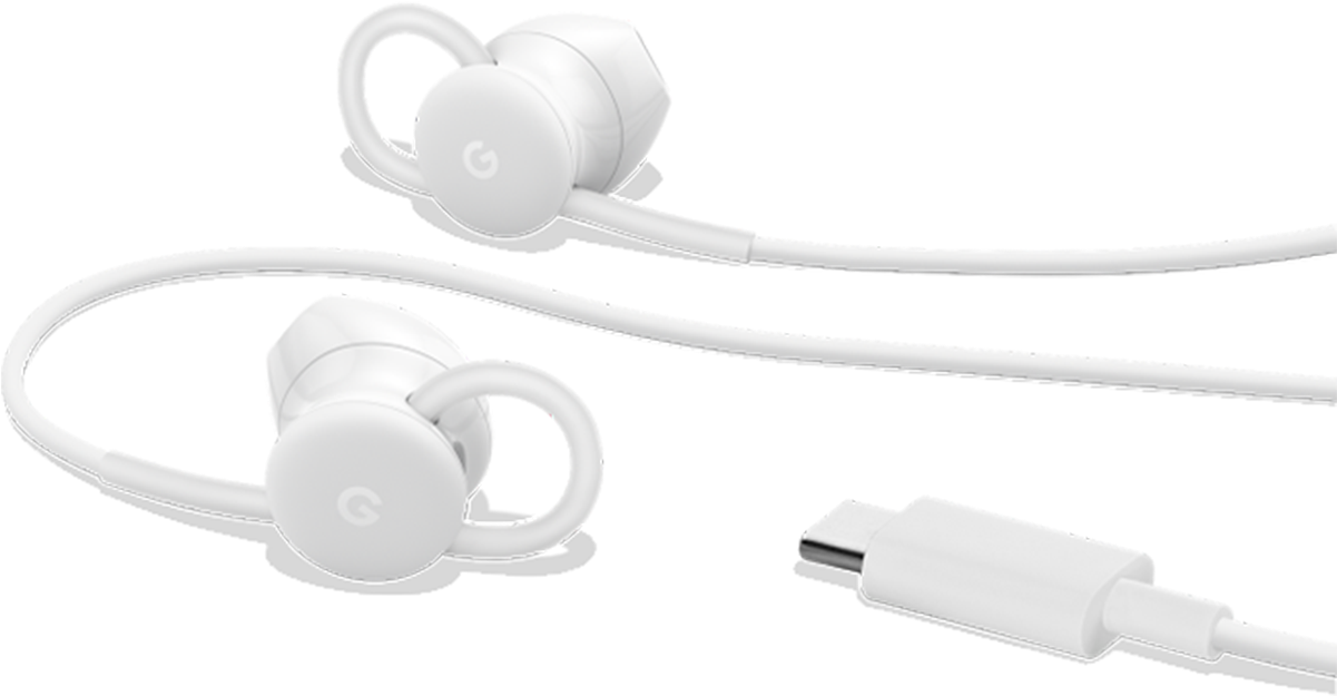 White U S B C Earphones PNG Image