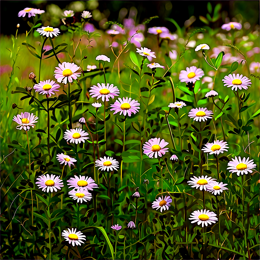 White Wildflowers Field Png Lyw PNG Image