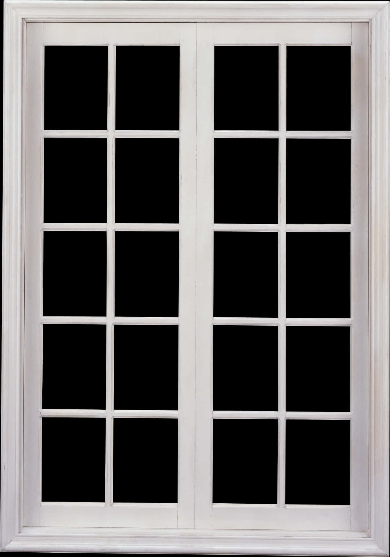 White Window Frame Black Background PNG Image