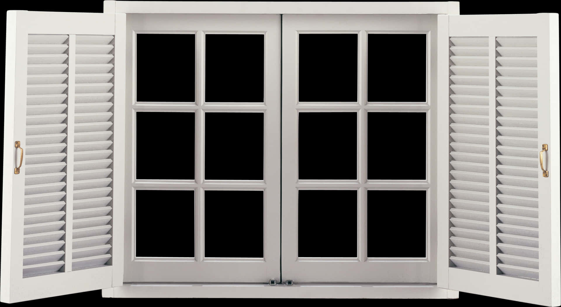 White Window Shutters Open PNG Image