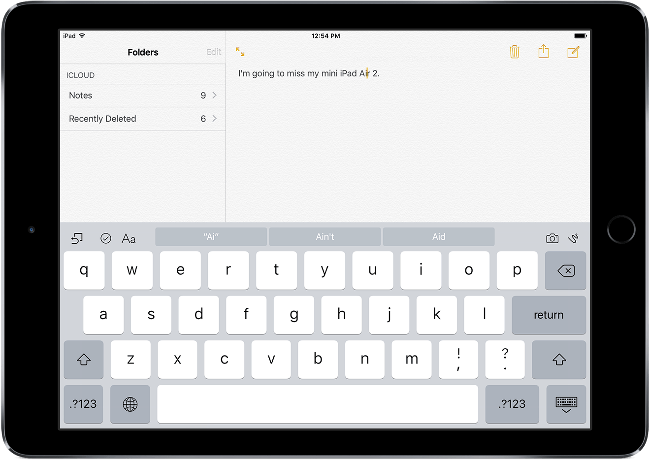 Whitei Padwith Keyboardand Notes App PNG Image