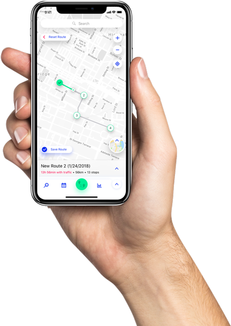 Whitei Phone Hand Map App Display PNG Image