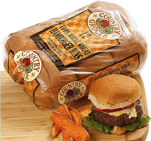 Whole Wheat Hamburger Bunsand Burger PNG Image